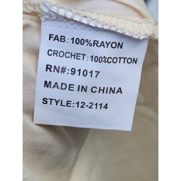 Solitaire By Ravi Khosla Womens M 1/4 Sleeve Cream Crochet Cottagecore Boho NWT - Picture 6 of 7